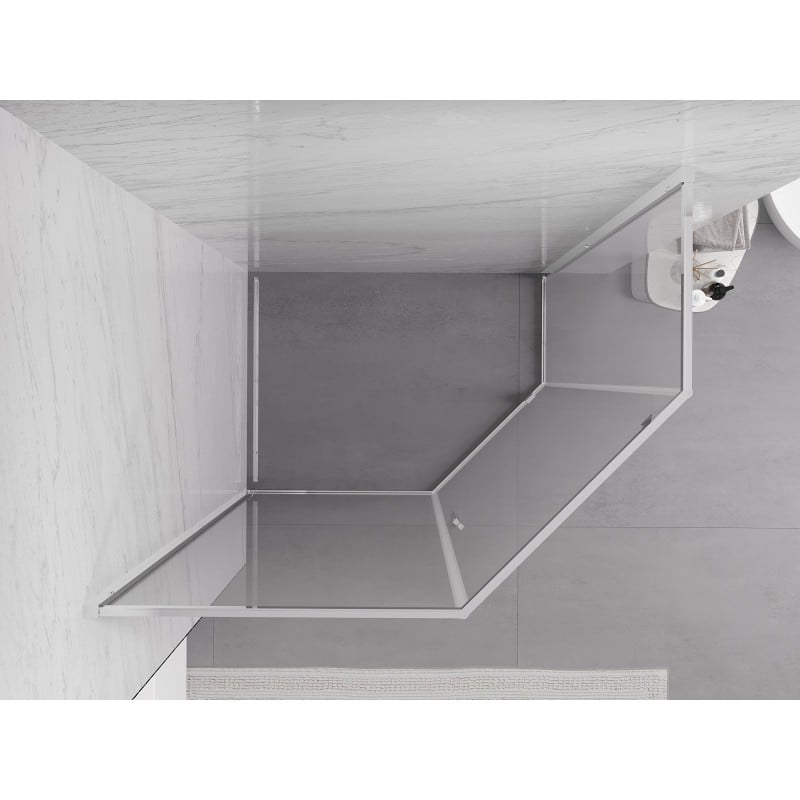 Mexen Exo cabină de duș pentagonală cu uși batante 90 x 80 cm, transparentă, cromată - 812-090-080-01-00