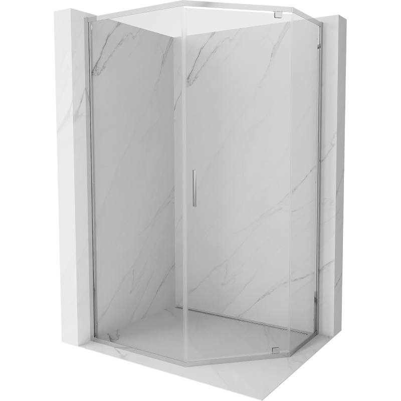 Mexen Exo cabină de duș pentagonală cu uși batante 90 x 80 cm, transparentă, cromată - 812-090-080-01-00