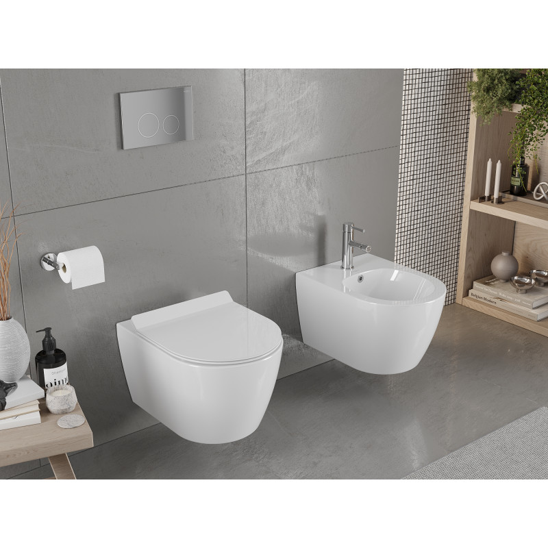 Mexen Carmen bideu wc Rimless cu capac cu cădere lentă slim, duroplast, alb lucios - 30880100