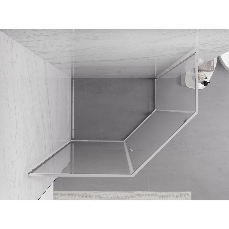 Mexen Exo-R ötszögletű zuhanykabin nyíló ajtóval 100 x 80 cm, átlátszó, króm - 812-100-080-01-00