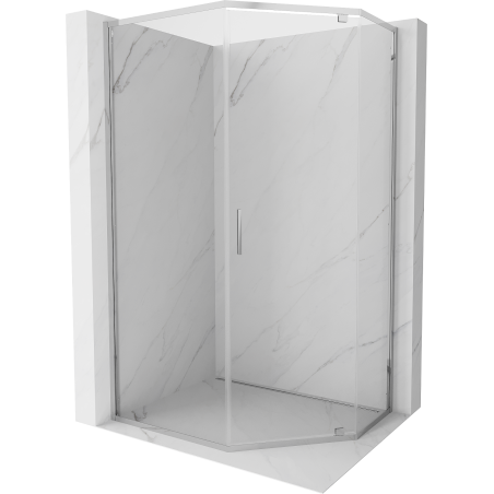 Mexen Exo-R cabina de duș pentagonală cu uși batante 100 x 80 cm, transparentă, crom - 812-100-080-01-00