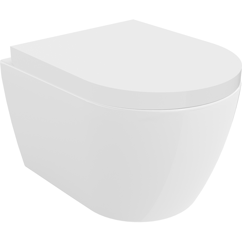 Mexen Carmen Rimless WC csésze lassan csukódó, kemény, duroplast, fényes fehér ülőkével - 30880200