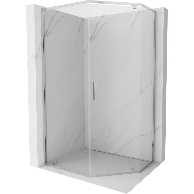 Mexen Exo-R cabina de duș pentagonală batantă 100 x 90 cm, transparentă, crom - 812-100-090-01-00
