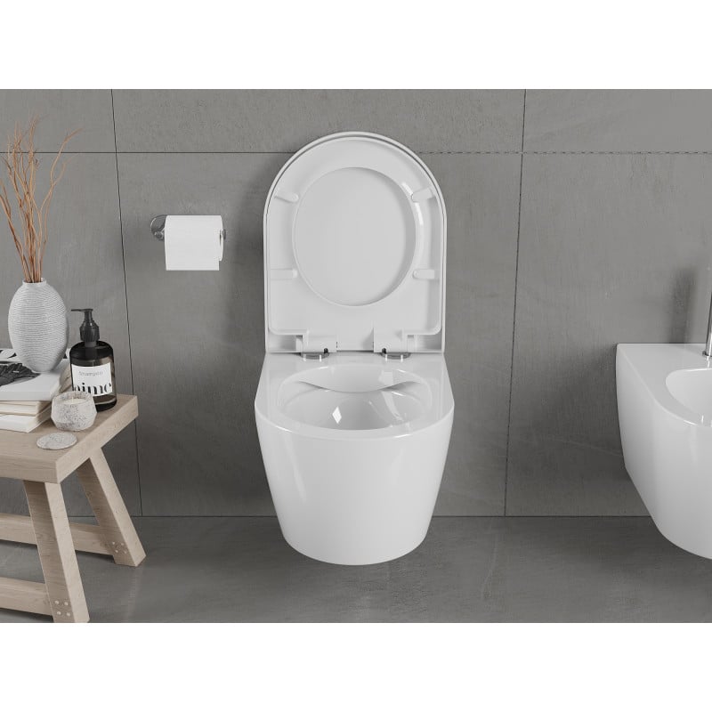 Mexen Carmen vas WC Rimless cu capac cu închidere lentă, duraplast, alb lucios - 30880200