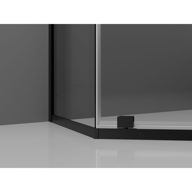 Mexen Exo cabină de duș pentagonală cu ușă rabatabilă 100 x 80 cm, transparentă, neagră - 812-100-080-70-00