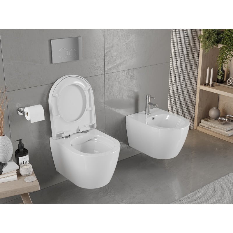 Mexen Carmen vas WC Rimless cu capac cu închidere lentă, duraplast, alb lucios - 30880200