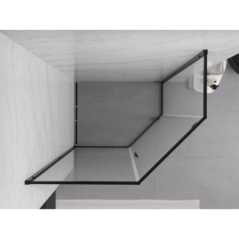 Mexen Exo-R cabina de duș pentagonală cu ușă pivotantă 100 x 90 cm, transparentă, neagră - 812-100-090-70-00