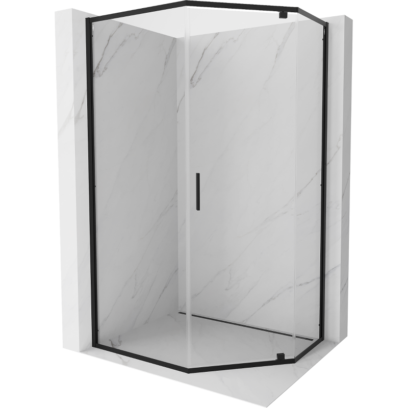 Mexen Exo cabina de duș pentagonală cu ușă oscilantă 100 x 90 cm, transparentă, neagră - 812-100-090-70-00