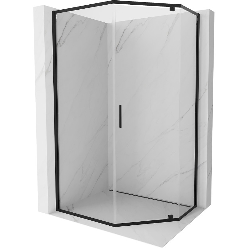 Mexen Exo-R cabina de duș pentagonală cu ușă pivotantă 100 x 90 cm, transparentă, neagră - 812-100-090-70-00