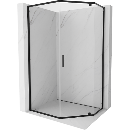 Mexen Exo-R cabina de duș pentagonală cu ușă pivotantă 100 x 90 cm, transparentă, neagră - 812-100-090-70-00