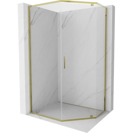 Mexen Exo-R cabina de duș pentagonală batantă 90 x 80 cm, transparentă, aurie - 812-090-080-50-00