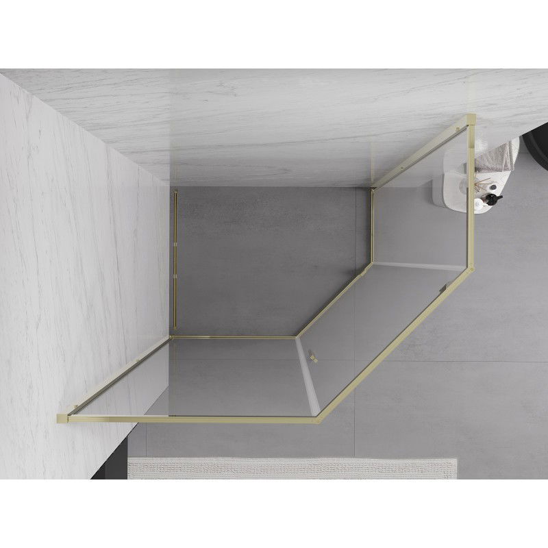 Mexen Exo cabină de duș pentagonală cu balamale 100 x 90 cm, transparentă, aurie - 812-100-090-50-00