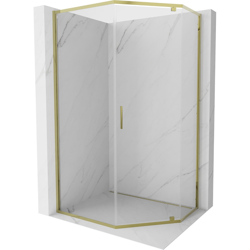 Mexen Exo-R cabina de duș pentagonală rabatabilă 100 x 90 cm, transparentă, aurie - 812-100-090-50-00