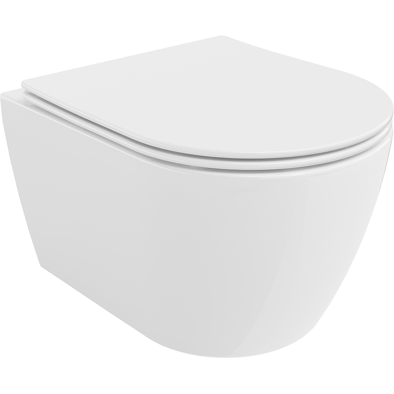 Mexen Carmen Rimless WC-csésze lassan záródó slim deszkával, duroplast, fényes fehér - 30880400