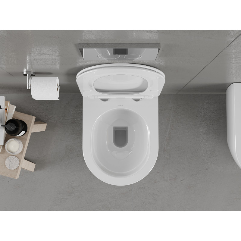 Mexen Carmen toaletă wc Rimless cu capac cu cădere lentă slim, duroplast, alb lucios - 30880400