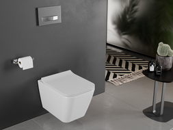 Mexen Cube Rimless WC csésze lassan záródó slim tetővel, duroplast, fényes fehér - 30924000