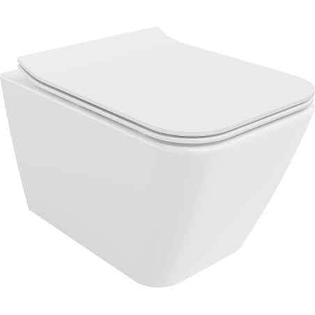 Mexen Cube Rimless WC csésze lassan záródó slim tetővel, duroplast, fényes fehér - 30924000