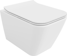 Mexen Cube Rimless WC csésze lassan záródó slim tetővel, duroplast, fényes fehér - 30924000