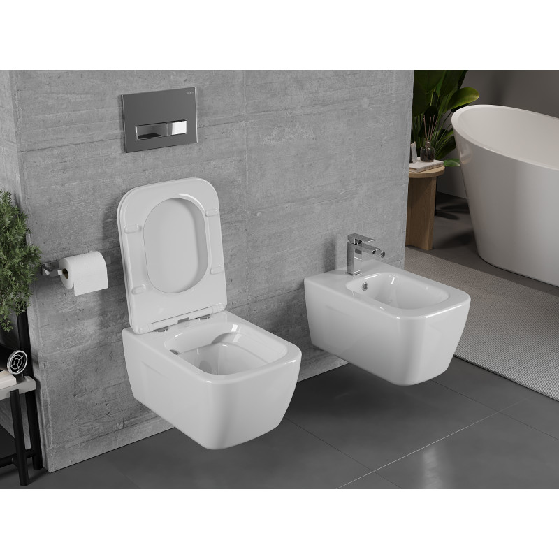 Mexen Margo Rimless WC csésze lassan záródó, slim duroplast ülőkével, fehér fényes - 30420900