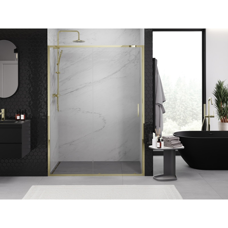 Mexen Exo-S uși de duș glisante 180 cm, transparente, aurii - 8151-180-000-50-00