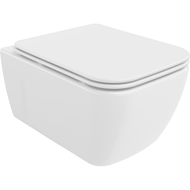 Mexen Margo Rimless WC csésze lassan záródó, slim duroplast ülőkével, fehér fényes - 30420900