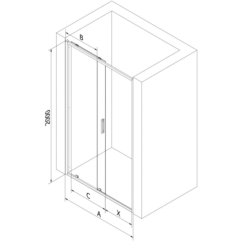 Mexen Exo uși de duș glisante 200 cm, transparente, aurii - 8151-200-000-50-00