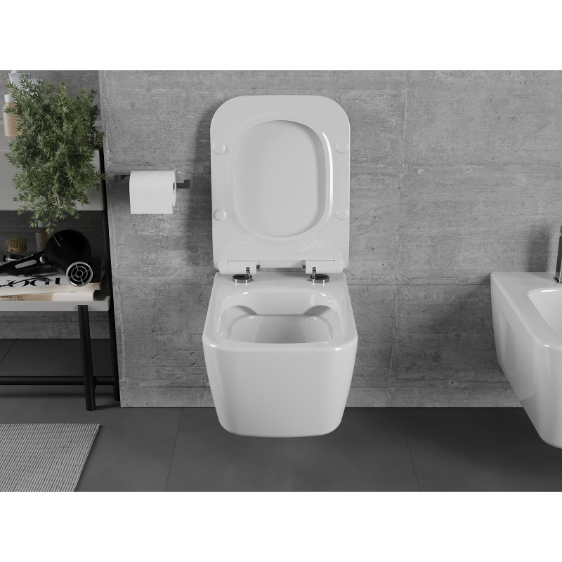 Mexen Margo Rimless WC csésze lassú záródású, slim duroplast ülőkével, fényes fehér - 30420800
