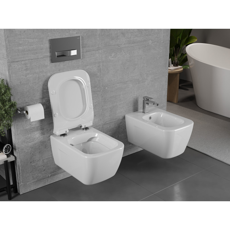 Mexen Margo Rimless WC csésze lassú záródású, slim duroplast ülőkével, fényes fehér - 30420800