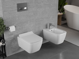 Mexen Margo Rimless WC csésze lassan záródó Slim duroplast üléssel, fehér fényes - 30420800