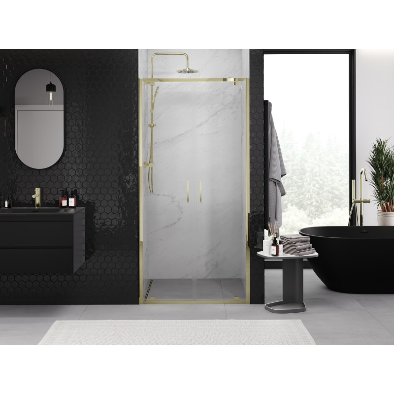 Mexen Exo-BR Duo uși de duș duble cu deschidere batantă 110 cm, transparent, aurii - 8182-110-000-50-00