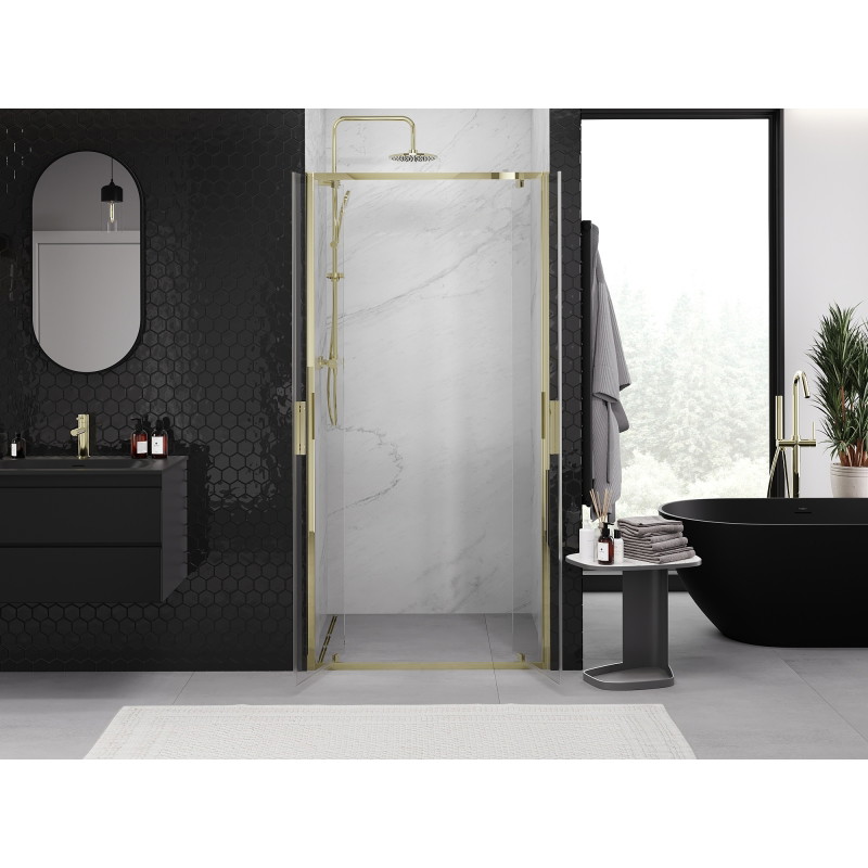 Mexen Exo-BR Duo uși de duș duble cu deschidere batantă 110 cm, transparent, aurii - 8182-110-000-50-00