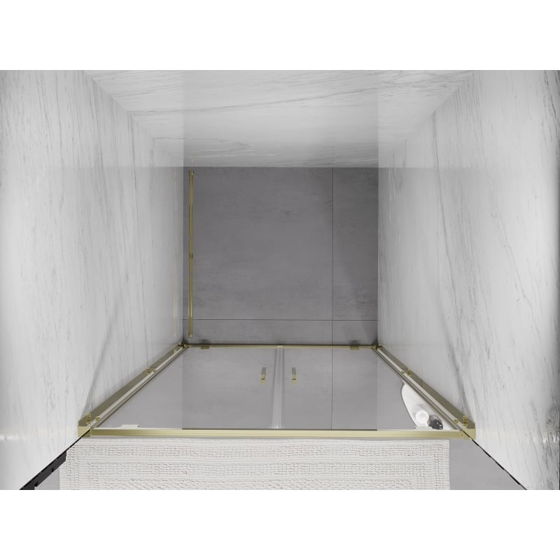 Mexen Exo uși de duș duble pliante 110 cm, transparente, aurii - 8182-110-000-50-00