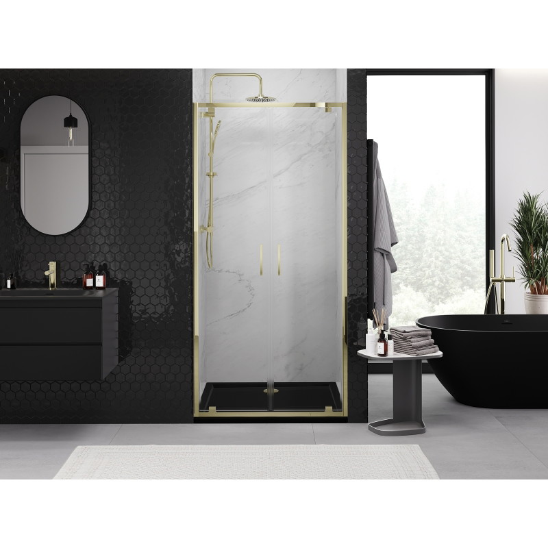 Mexen Exo-BR Duo uși de duș duble batante 120 cm, transparente, aurii - 8182-120-000-50-00