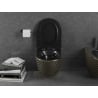 Mexen Lena vas wc Rimless cu capac cu închidere lentă slim, duroplast, negru mat/pattern auriu tip grilă - 30224079