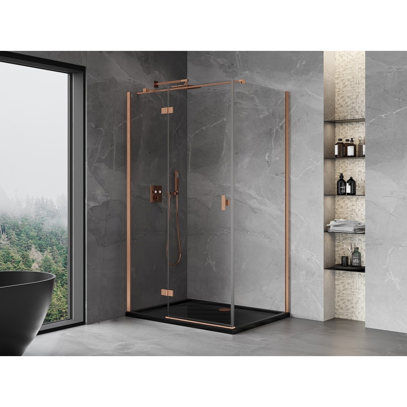 Mexen Mist-H T cabina de duș cu uși pivotante stânga 100 x 75 cm, transparent, cupru periat - 8A5T-100-075-65-00-L