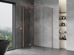 Mexen Mist-H T cabina de duș cu uși pivotante stânga 100 x 75 cm, transparent, cupru periat - 8A5T-100-075-65-00-L