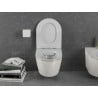 Mexen Lena vas de toaletă Rimless cu capac slim cu închidere lentă, duroplast, Albă/aurie model tip carouri - 30224009