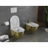 WC Mexen Lena fără ramă cu capac cu închidere lentă slim, duroplast, alb/auriu model solzi - 30224008