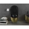 Mexen Lena vas de toaletă WC fără margini cu capac soft-close subțire, duroplast, negru mat/pattern solzi auriu - 30224078