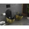 Mexen Lena vas de toaletă WC fără margini cu capac soft-close subțire, duroplast, negru mat/pattern solzi auriu - 30224078