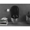 Mexen Lena vas WC fără margini cu capac cu închidere lentă slim, duroplast, negru mat/model argintiu solzi - 30224072