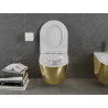 Mexen Lena vas WC fără margini cu capac cu închidere lentă slim, duroplast, alb/auriu - 30224006