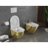 Mexen Lena vas WC fără margini cu capac cu închidere lentă slim, duroplast, alb/auriu - 30224006