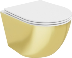 Mexen Lena Rimless WC csésze lassú záródású slim duroplast ülőkével, fehér/arany - 30224006