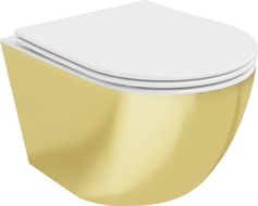 Mexen Lena vas wc fără margini cu capac slim cu închidere lentă, duroplast, alb/auriu - 30224006