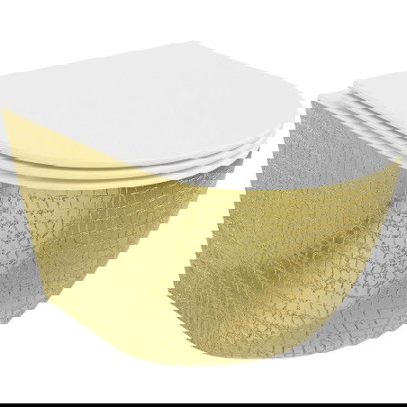 Mexen Lena vas de toaletă Rimless cu capac soft-close slim, duroplast, alb/auriu cu model solzi - 30224008