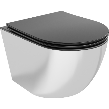 Mexen Lena vas wc rimless cu capac cu cădere lentă slim, duroplast, negru mat/argintiu - 30224074