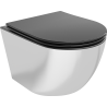 Mexen Lena vas WC Rimless cu capac slim cu închidere lentă, duroplast, negru mat/argintiu - 30224074