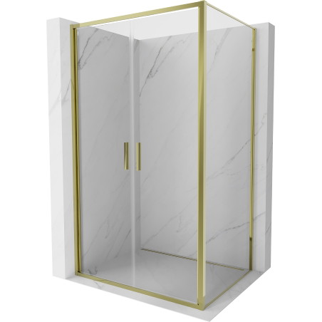 Mexen Exo-B Duo nyíló zuhanykabin 110 x 85 cm, átlátszó, arany - 814-110-085-50-00