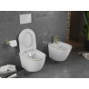Mexen Lena Rimless WC csésze lassan záródó slim duroplast üléssel, fehér/arany vonal - 30224005